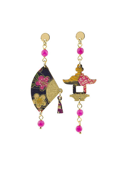 fuchsia-mini-brass-fan-earrings